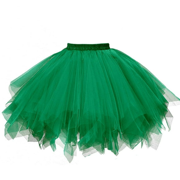 GOOBGS Musever 1950s Vintage Ballet Bubble Skirt Tulle Petticoat Puffy Tutu Dark Green Large/X-Large