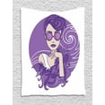 thumbnail image 1 of Diva Tapestry, Glam Lady with Short Grunge Hair Wearing Purple Shade Clothes Sunglasses, Wall Hanging for Bedroom Living Room Dorm Decor, 40W X 60L Inches, Violet White Eggshell, by Ambesonne, 1 of 2
