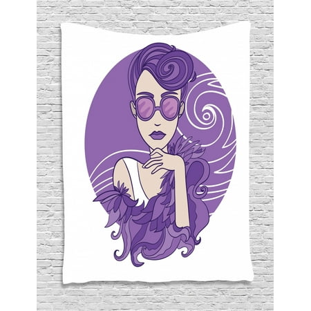 Diva Tapestry Glam Lady With Short Grunge Hair Wearing
