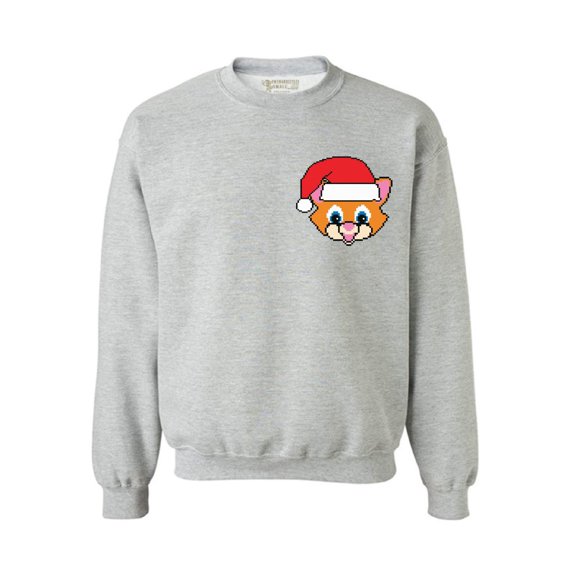 Awkward Styles Cat Santa Pocket Sweatshirt Christmas Patch Sweater Cute Santa Cat Christmas Sweater Christmas Kitten Sweatshirt Holiday Gifts for Women and Men Christmas Gifts for Cat Lovers
