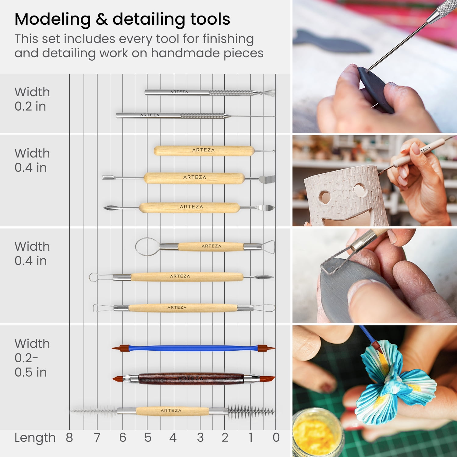Arteza Pottery and Clay Sculpting Tools Art Supply Set, Set of 42