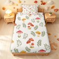 thumbnail image 3 of Homewish Watercolor Plant Mushrooms Twin Sheets,Botanical Fungi Bedding,White Red,3pcs,1 Flat Sheet,1 Fitted Sheet and 1 Pillowcase, 3 of 6