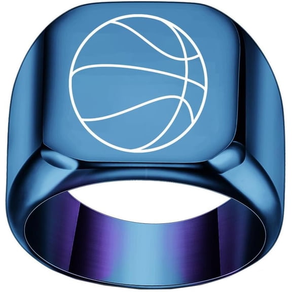 BQF Men Women's 18mm Basketball Stainless Steel Ring Minimalist Personalized Vintage Band
