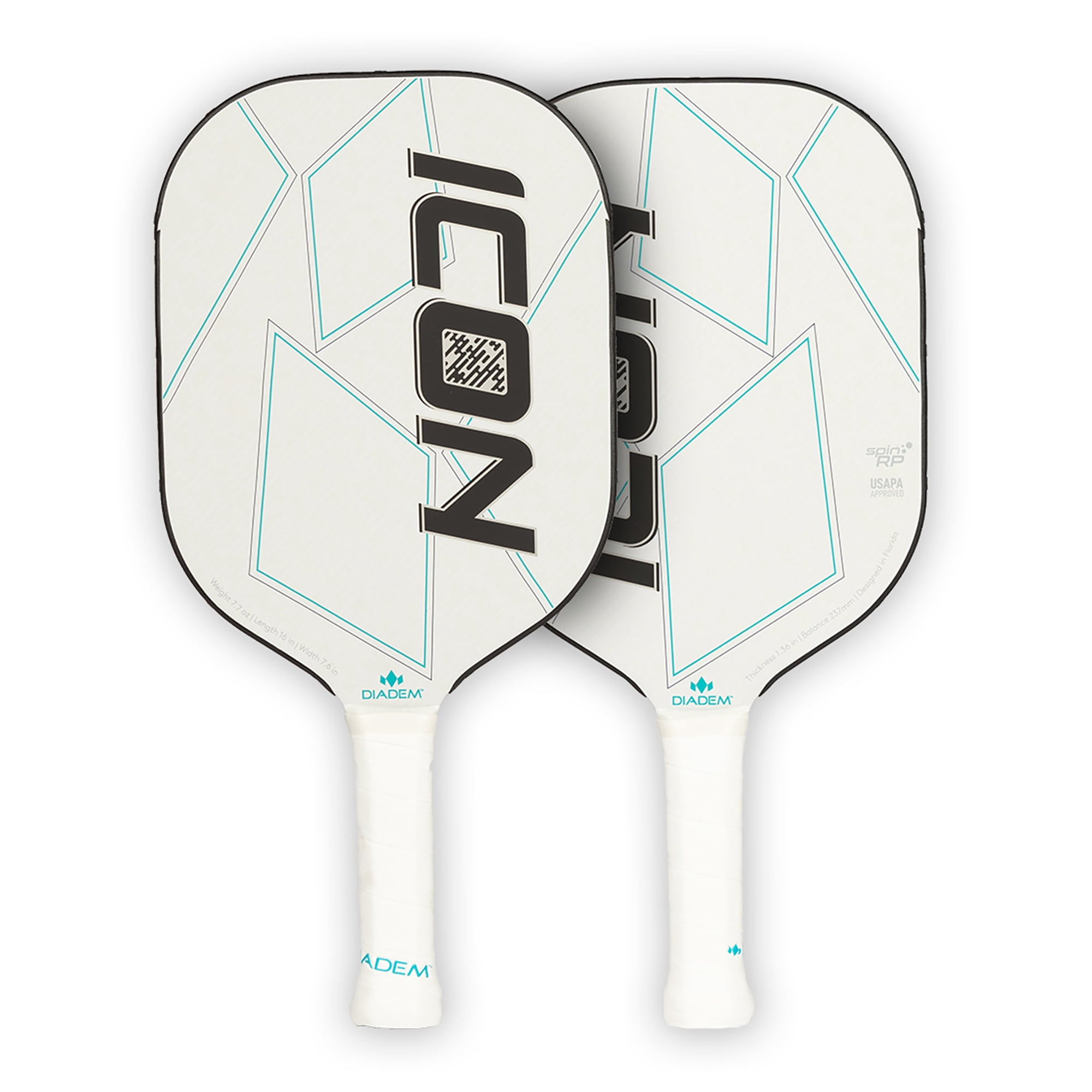 Diadem Sports Icon Pickleball Paddle,Midweight Carbon Fiber, 8 oz, White