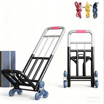 Heavy-Duty Folding Hand Truck, 154LB Capacity with 360° Stair Climbing Wheels & Telescopic Handle for Moving, Weightlifting, Material Transport