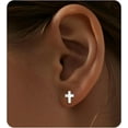 thumbnail image 2 of Stud Earrings - Hypoallergenic Earrings for Women Men Sensitive Ears - Minimalist Jewelry Flatback Cross Bolt Cartilage Earrings, 2 of 5