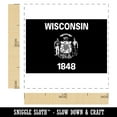 thumbnail image 2 of Wisconsin State Flag Self-Inking Rubber Stamp Ink Stamper - Sky Blue Ink - Small 1 Inch, 2 of 7