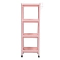 thumbnail image 1 of Estantería de baño multicapa, estable y duradera, para esquina, independiente, color rosa, 4 niveles (con ruedas), 1 of 14