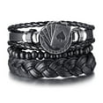 thumbnail image 3 of 4 Pcs Adjustable Leather Braided/Wrap Bracelet Sets for Men & Boys. Elastic Stretch Charm Bracelets, 3 of 35