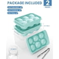 thumbnail image 2 of Asoricing Ice Cube Tray, Large Whiskey Ice Cube Molds, 1.93’’ Round Ice Cube Trays Set, Easy to Fill & Release with Storage Bin and Ice Tong for Whiskey Lover, 2 Pack, Mint, 2 of 8
