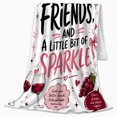 thumbnail image 2 of Wine Friends Sparkle Clinking Glasses Cheerful Feminine Art, Cozy Friendship Quote Scene, Warm Flannel Blanket for Living Room and Reading Nook, Art Lovers Friendship Gift, Artistic Home Decor, 2 of 9