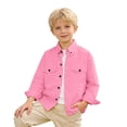 thumbnail image 4 of Fgnfyis Shirts for Girls Solid Long Sleeve Lapel Double Pocket Workwear Gentleman Button Tops for Toddler Kids Boys Tshirts Pink 4-5 Years, 4 of 6