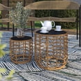 thumbnail image 1 of HOMETRENDS Maréla 2-Piece Wicker Outdoor Side Table Set with Solar Lights, 1 of 11