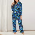 thumbnail image 2 of Honeii Hawaiian Style print Women's Pajama Sets Long Sleeve Button Down Sleepwear Nightwear Soft Pjs Lounge Sets-XX-Large, 2 of 7