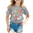 thumbnail image 4 of MIXUE Juniors Girls Tops & T-Shirts 100 Days Of School Letter Print Round Neck Short Sleeve Casual Pullover T Shirts Activewear,Gray,12-13 Years, 4 of 4