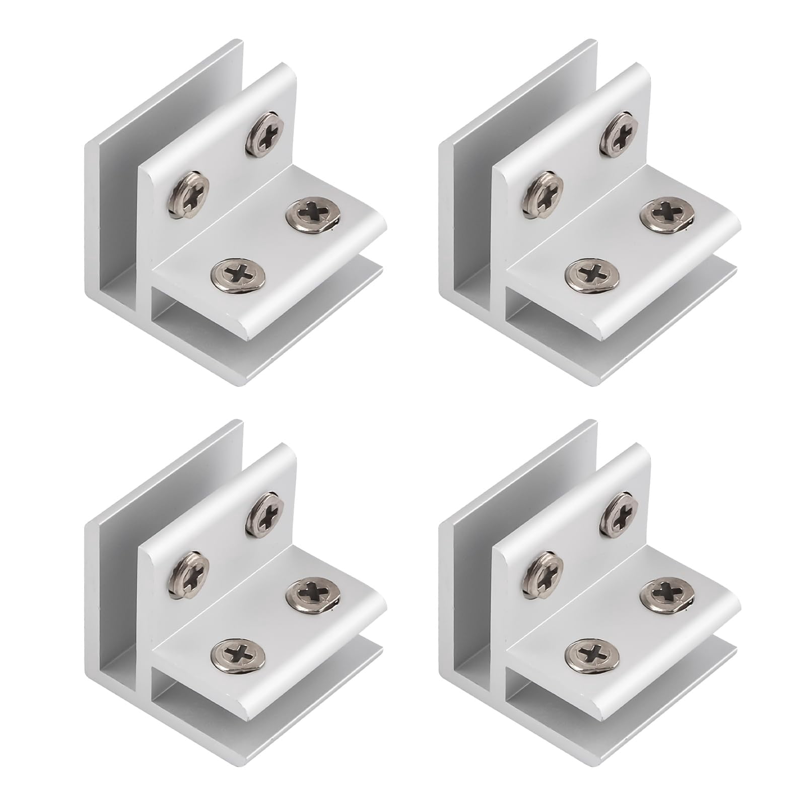 Set of 4 silver ones 90 ° Glass Clamps, Connecting Glass Clamp On two ...