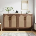 thumbnail image 1 of Tribesigns Set of 2 Rattan Sideboard Buffet Cabinet with Storage, 59 Inch Accent Cabinet with Doors, Storage Cabinet for Dining Room, Living Room, Kitchen, Rattan and Brown, 1 of 9