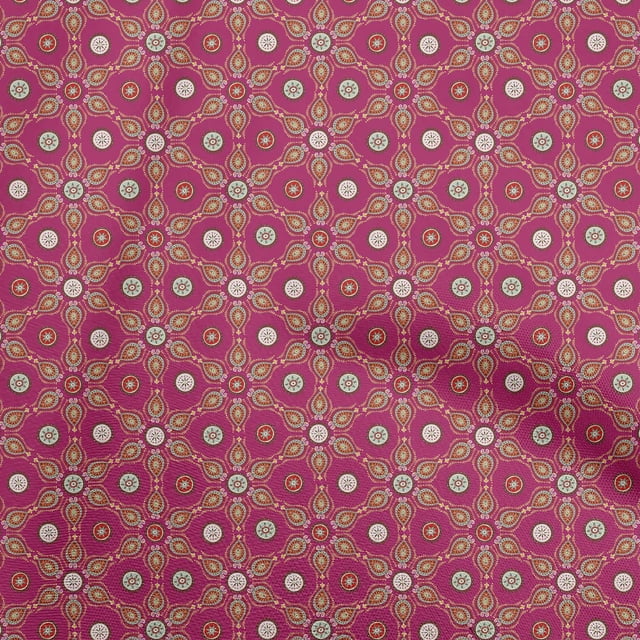 oneOone Polyester Spandex Magenta Fabric Asian Suzani Craft Projects Decor Fabric Printed By The Yard 56 Inch Wide