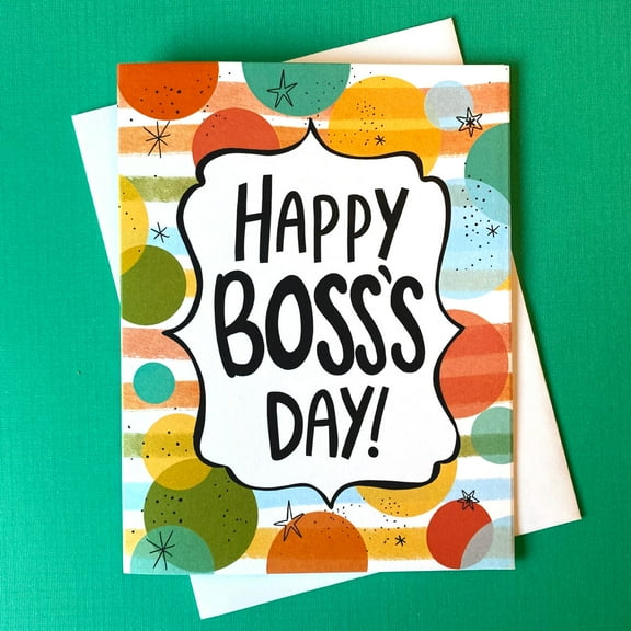 Happy Boss's Day Card – Colorful Design with Fun Patterns – Envelope Included, Blank Inside – Perfect Gift for Boss, Manager, Supervisor on Boss's Day