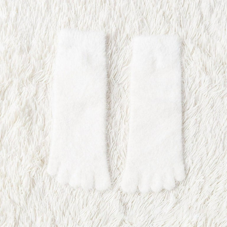 小物 TOE TOE Eltz Shaggy Muffler / white Thermal Five-Finger Socks, Fun Soft Toe Socks Floor Slippers Ankle