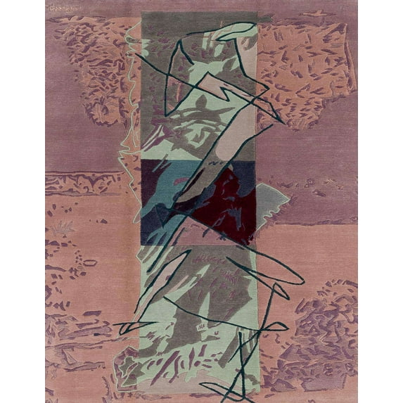 Ahgly Company Indoor Rectangle Abstract Pink Abstract Area Rugs, 5' x 8'