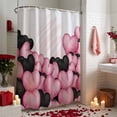 thumbnail image 3 of Valentine's Day Shower Curtain Black Pink Love Heart Bathroom Curtains with Hooks, Waterproof Fabric Balloon Romantic Bath Shower Curtains Set for Bathroom Bathtubs Valentines Decor 72x72 Inch, 3 of 9