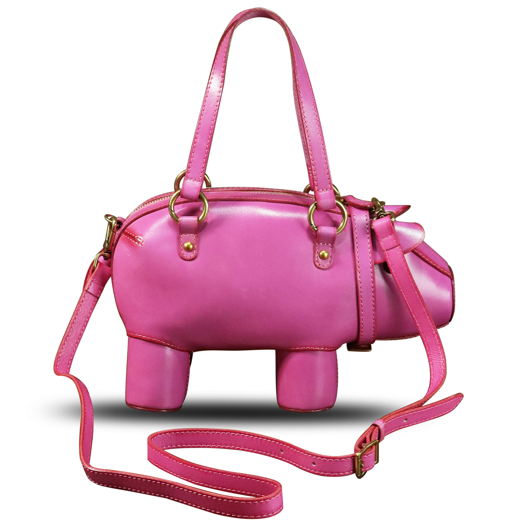 Genuine Leather Purse and Handbag for Women Pig Shape Crossbody Shoulder Bag