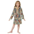 thumbnail image 6 of FORMRS Niños Bathrobe Unisex Hooded Robe Soft Plush Pajamas Sleepwear, Size 4-6T, Beige Geometric, 6 of 7