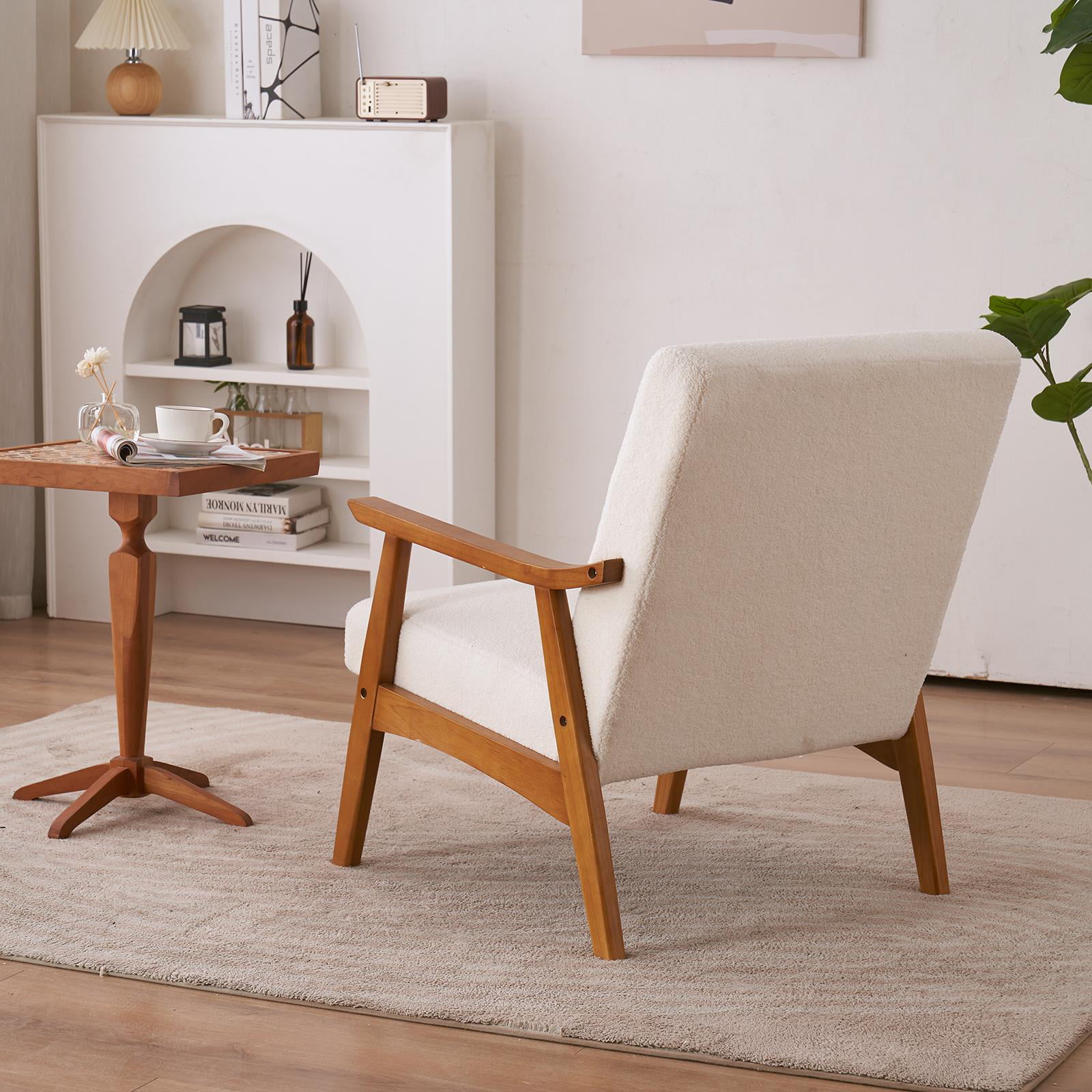 Ktaxon Mid-century Modern Arm Chair with Solid Wood Frame,Teddy