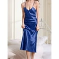 thumbnail image 2 of Luxtrada Womens Satin Nightgown Long Slip Sleep Dress Silk V Neck Nightgowns For Women (Blue,M), 2 of 8