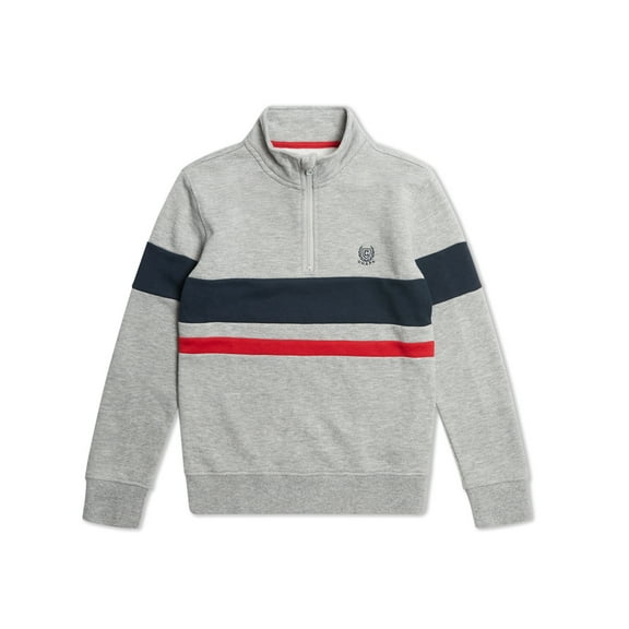 Chaps Boys Long Sleeve Colorblock Quarter-Zip Fleece Pullover, Sizes 4-18