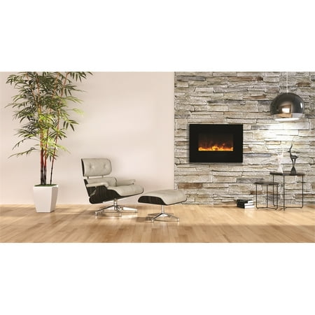 

Amantii 26 Flush Mount fireplace with Black Glass Surround Log set