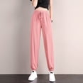 thumbnail image 4 of Women's Ice Silk Sweatpants Women's Loose Bunched Feet Summer Thin Casual Sanitary Pants Drape Thin Oversized Wide Leg, 4 of 4