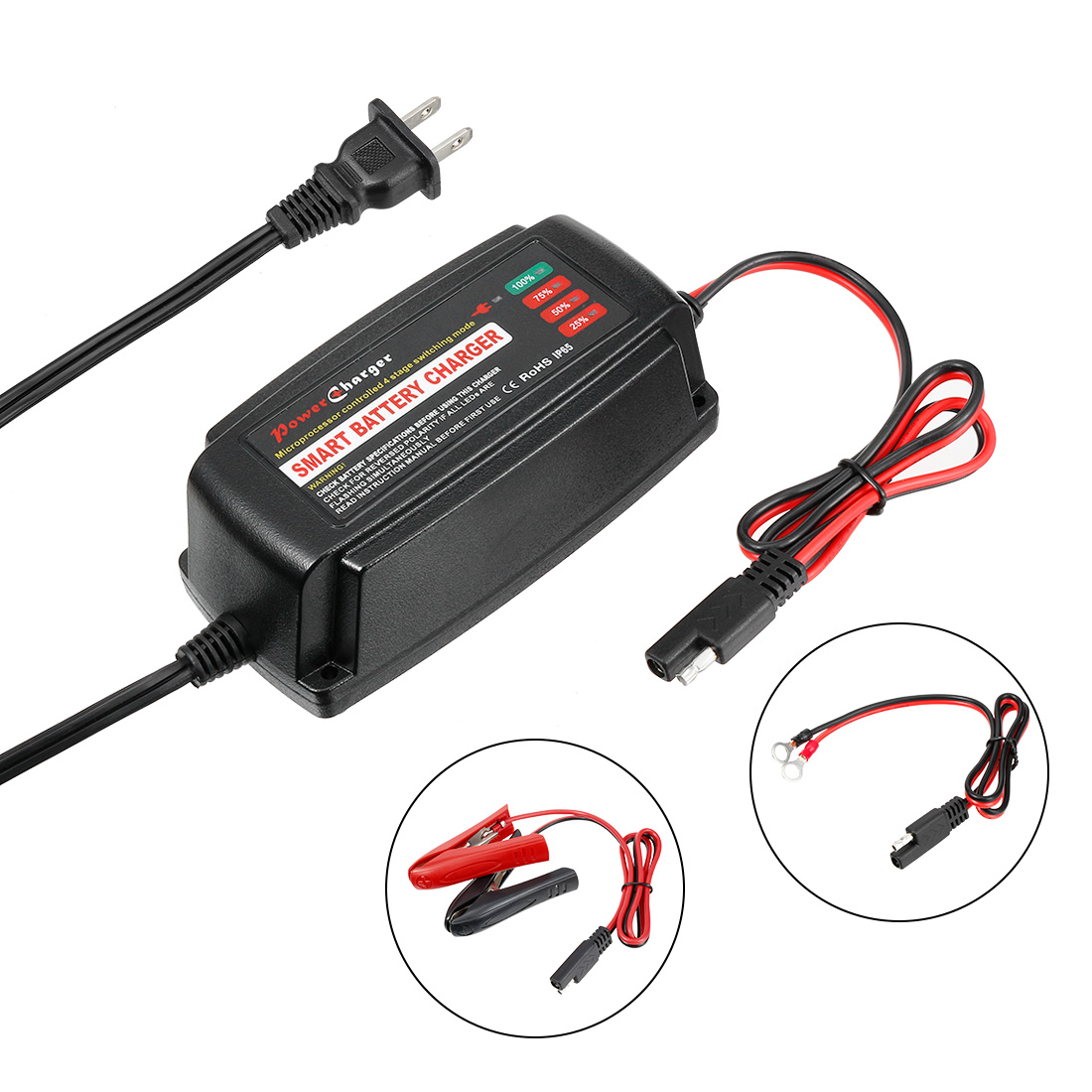 Unique Bargains 12V 5A Battery Charger Automatic AGM GEL WET Charger w