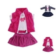 thumbnail image 4 of Conjunto de ropa de muñeca informal para muñeca de niña de 18 pulgadas, camiseta, abrigo / chaleco, conjunto de falda, trajes de muñeca 3 unids / set kenally FN0035-01B, 4 of 7