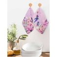 thumbnail image 2 of Pink Flower Kitchen Dish Towels for Drying Dishes Set of 3, Spring Floral Butterfly Elegant Pastoral Birds Waffle Weave Microfiber Hand Tea Bathroom Towels Quick Dry & Absorbent Towel 12x12, 2 of 7