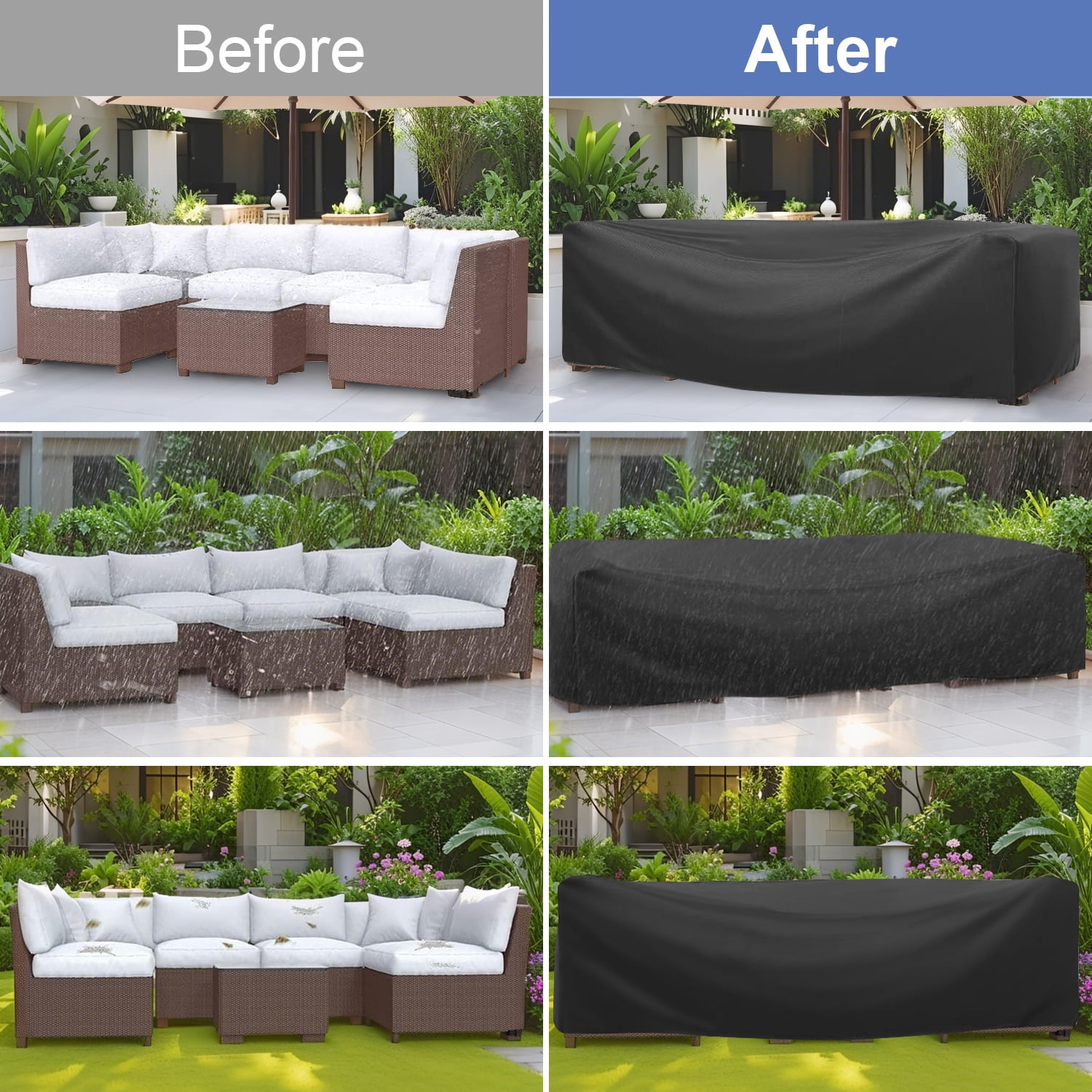 Hootek Patio Furniture Covers, 71×47 Outdoor Furniture Cover Waterproof, Heavy Duty Oxford Patio Table Cover for Outdoor Table, Chair, Sofa, Desk (Black 71"L×47"W×30"H)