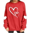 thumbnail image 5 of FAWUUDO Valentines Day Shirts Women Valentine Crewneck Sweatshirts Love Heart Sweatshirt Valentine's Long Sleeve Tops Red L, 5 of 9