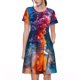 thumbnail image 1 of Balery Modern Art Red And Blue Colors Vestidos sueltos de manga corta para mujer, vestidos de verano 2025, vestidos casuales de corte A con vuelo., 1 of 6