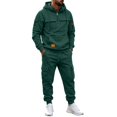 thumbnail image 2 of Men's Quarter Zip Cargo Tracksuit Two Piece Outfit Multi Pockets Hoodie and Jogger Pants Drawstring Casual Athletic Set 2XL, 2 of 7