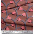 thumbnail image 3 of Soimoi polyester Crepe Fabric Leaves & Tulip Floral Print Fabric by the Yard 52 Inch Wide, 3 of 3