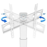 RTVR Modern Rolling TV Stand for 32 to 70 inch Screens, White Floor Portable TV Stand with Wooden Base