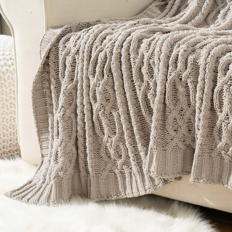Battilo Light Grey Knit Throw Blanket Woven Chenille Throw Blankets Decorative Couch Blanket Housewarming Gifts 51 x67 Walmart
