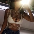 thumbnail image 2 of FestivalQueen Sexy Diamonds Mesh Cropped Tank Top Mujer Verano Cubrir Bikini See Through Rhinestone Net Party Club Crop Top Tan Jianjun unisex, 2 of 2