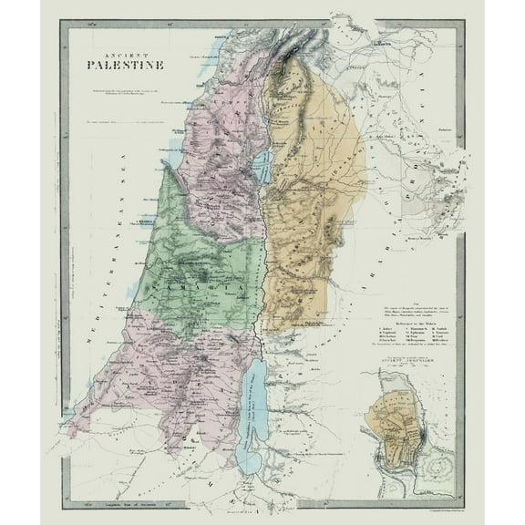 Historic Map - Palestine Israel Ancient - Chapman 1843 - 23 x 27.15 - Vintage Wall Art
