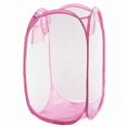 thumbnail image 1 of Foldable Up Easy Open Mesh Laundry Clothes Hamper Basket for College Dorm (Pink), 1 of 2