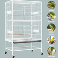 thumbnail image 2 of Alden Design 52″ H Rolling Metal Parrot Cage with 3 Perches & 4 Feeders & Extra Storage Shelf, White, 2 of 10