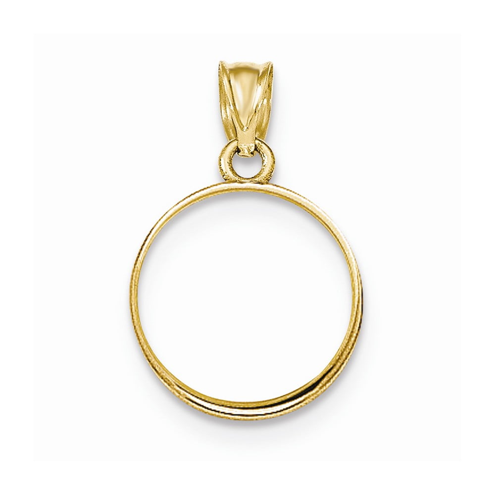 Pendant Coin Holder 14K Yellow Gold Polished Prong Bezel 1/10th oz