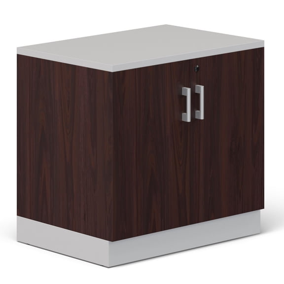 NBF Signature Series Esquire 29.4" H Two Door Storage Cabinet - Mahogany Laminate, Modern Office Cabinet with Lockable Doors, 2 Adjustable Shelves, 29.5"H x 31.5"W x 22"D