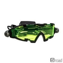 Adjustable LED Night Vision Goggles, Motorcycle Glasses With Flip Light, Windproof Anti-Fog Safety Glasses For Hunting, Airsoft, Night Riding (Green Lens),Black